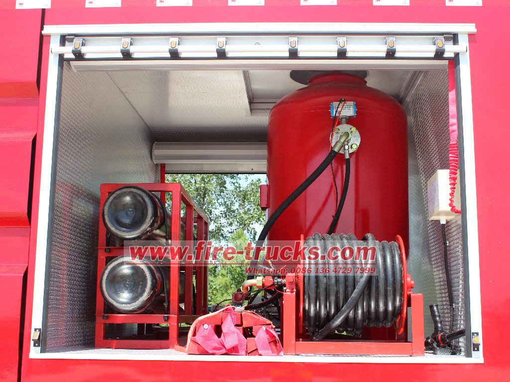 HOWO dry powder fire truck tanker and nitrogen bottle