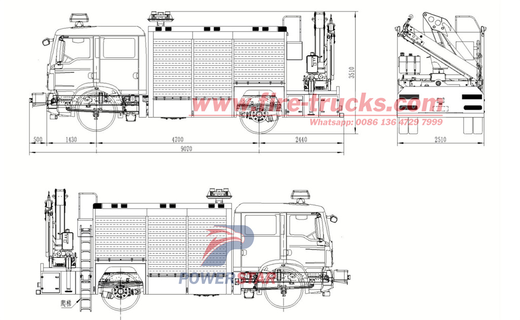HOWO emergency fire truck technical drawing HOWO emergency fire truck technical drawing