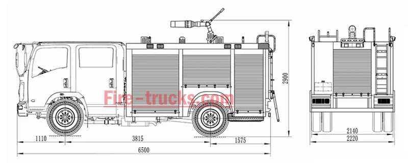 ISUZU NPR 4x2 Foam Tanker Fire Fighting Truck Structure Drawing