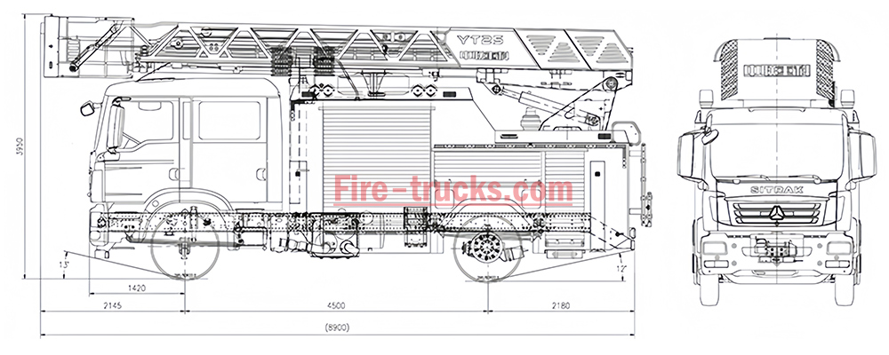 Structural Drawing of Aerial Rescue Fire Truck