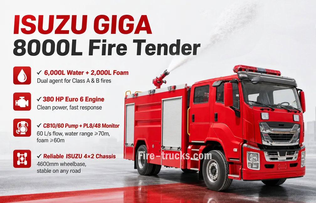 ISUZU GIGA 8000L water foam fire truck for municipal use ISUZU GIGA 8000L water foam fire truck for municipal use