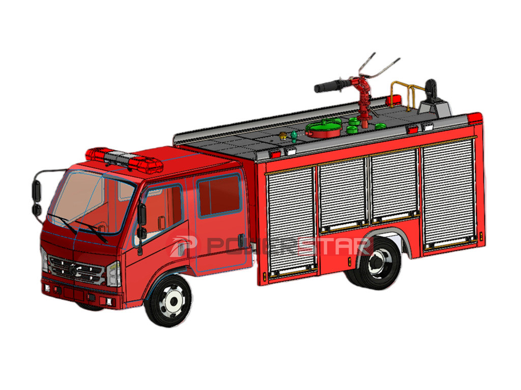 ISUZU 4x4 fire truck 3D drawing