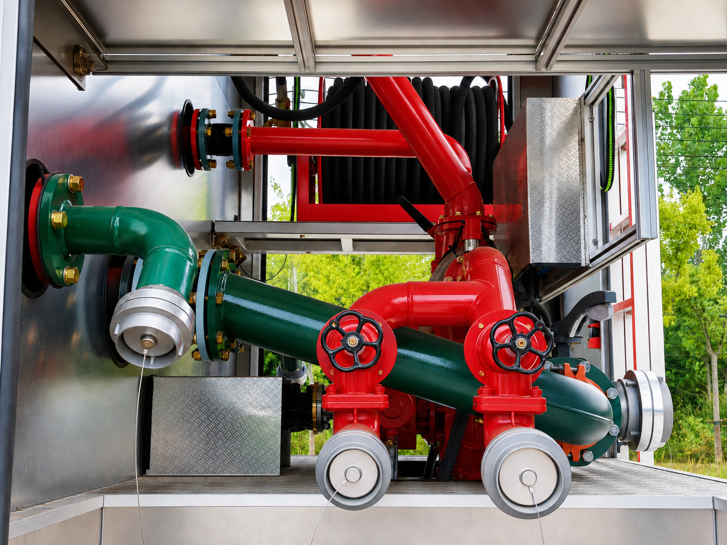 fire truck valves and piping system