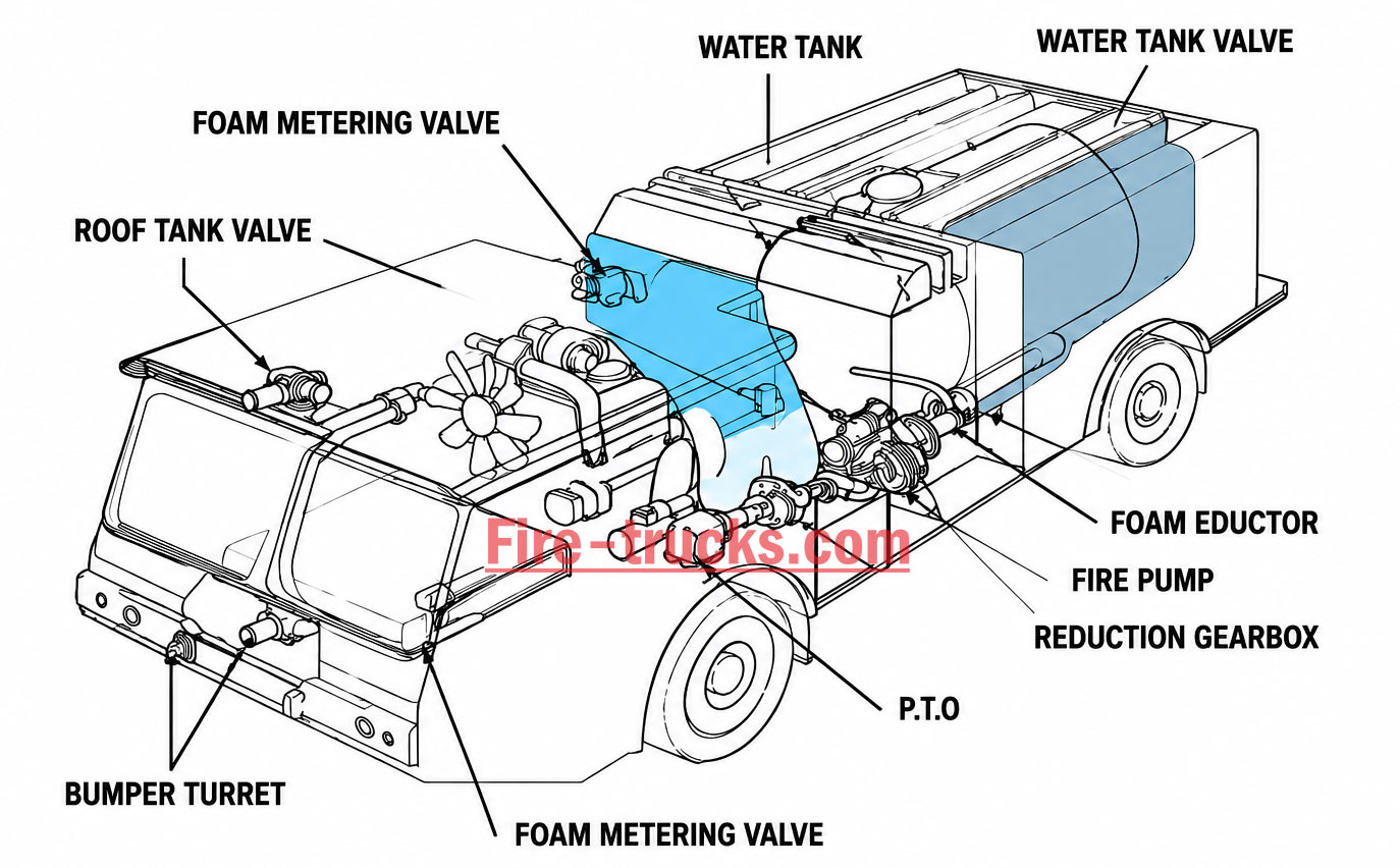 fire truck water tank foam tank structure diagram