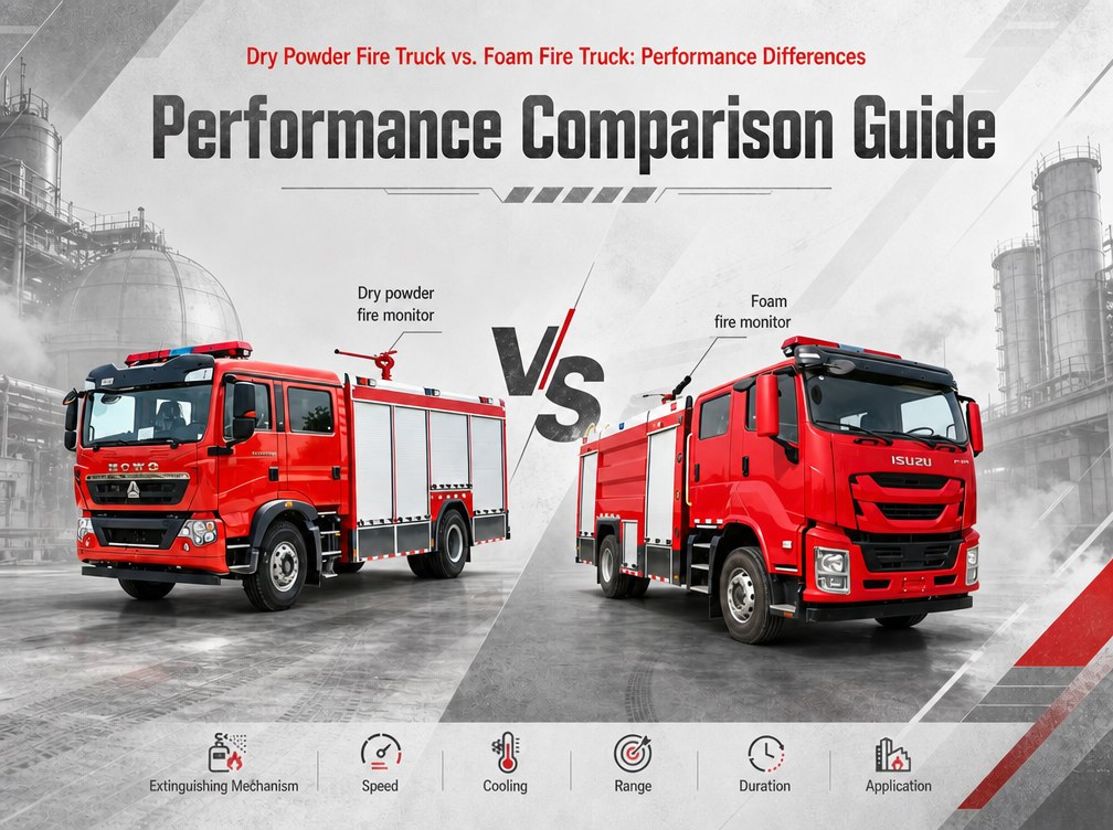 Camion-citerne d'incendie à poudre sèche vs camion-citerne d'incendie à mousse : comparaison des performances