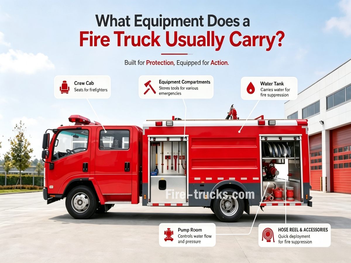 Quel équipement un camion de pompiers transporte-t-il généralement ?
