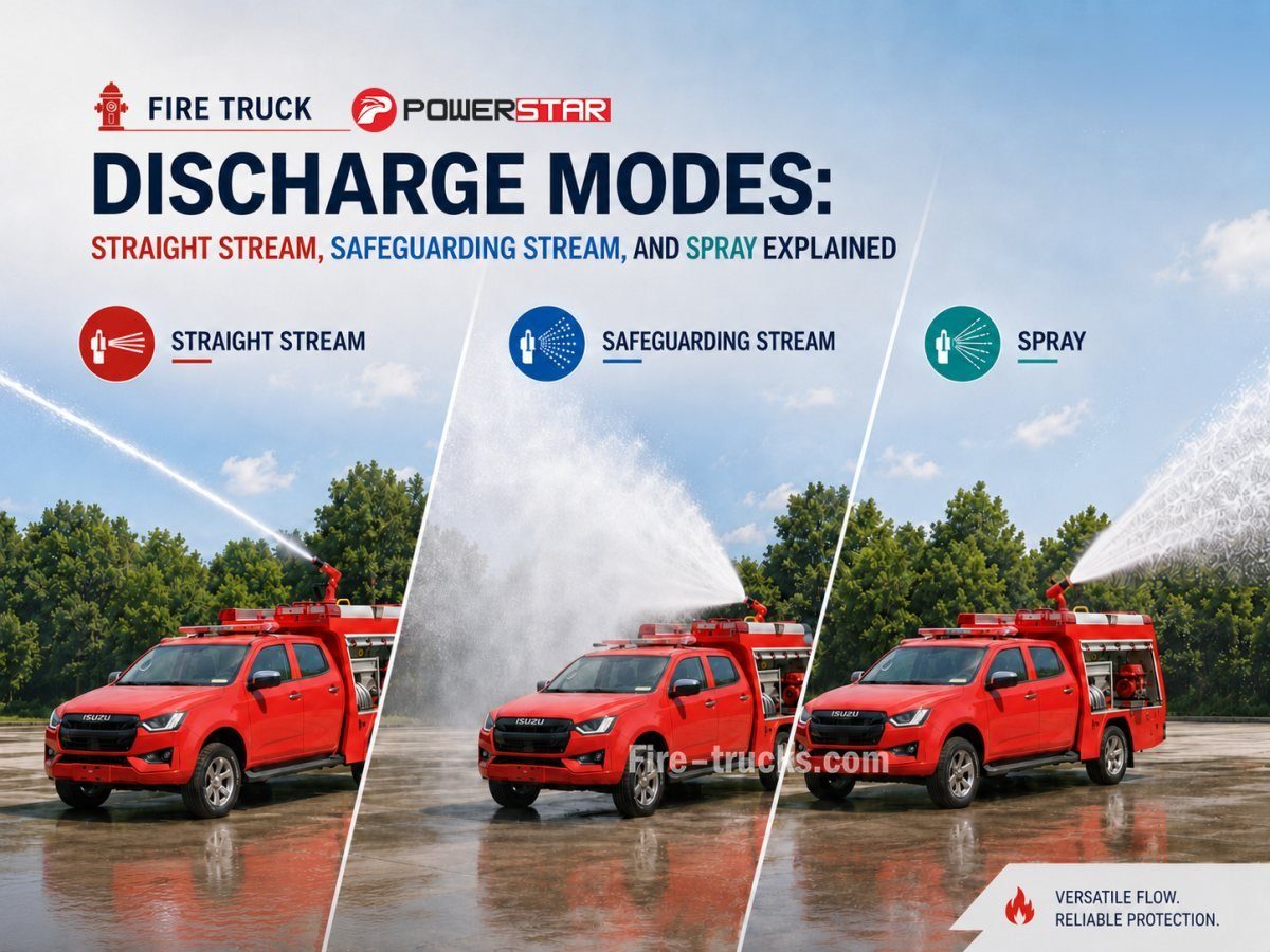 Modes de décharge des camions de pompiers : jet droit, jet de protection et pulvérisation expliqués