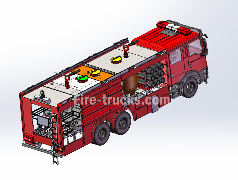 Dessin technique du camion de pompiers à poudre sèche HOWO du Ghana